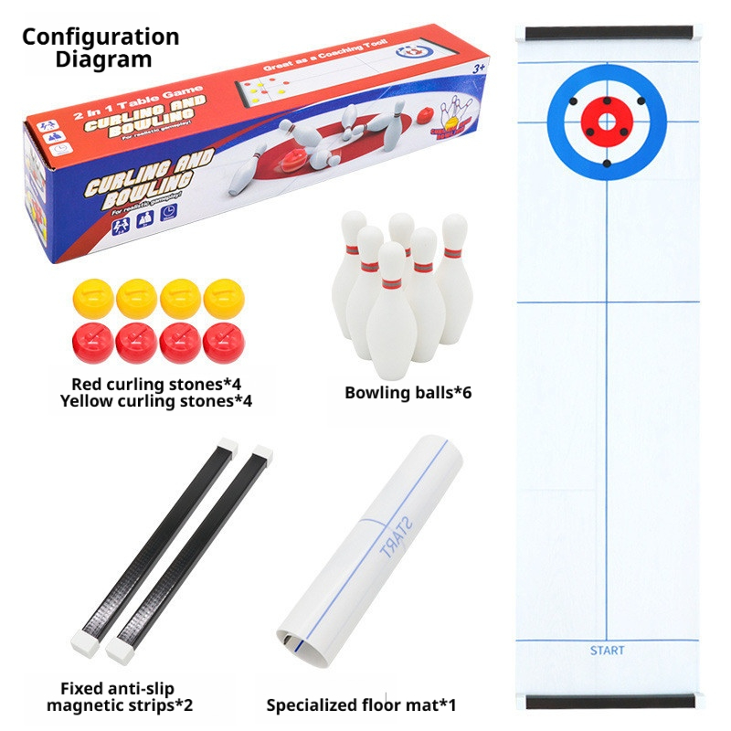 Party Games Console - Permainan Meja Mini Curling & Bowling